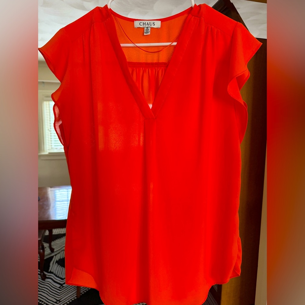 Orange flowy blouse